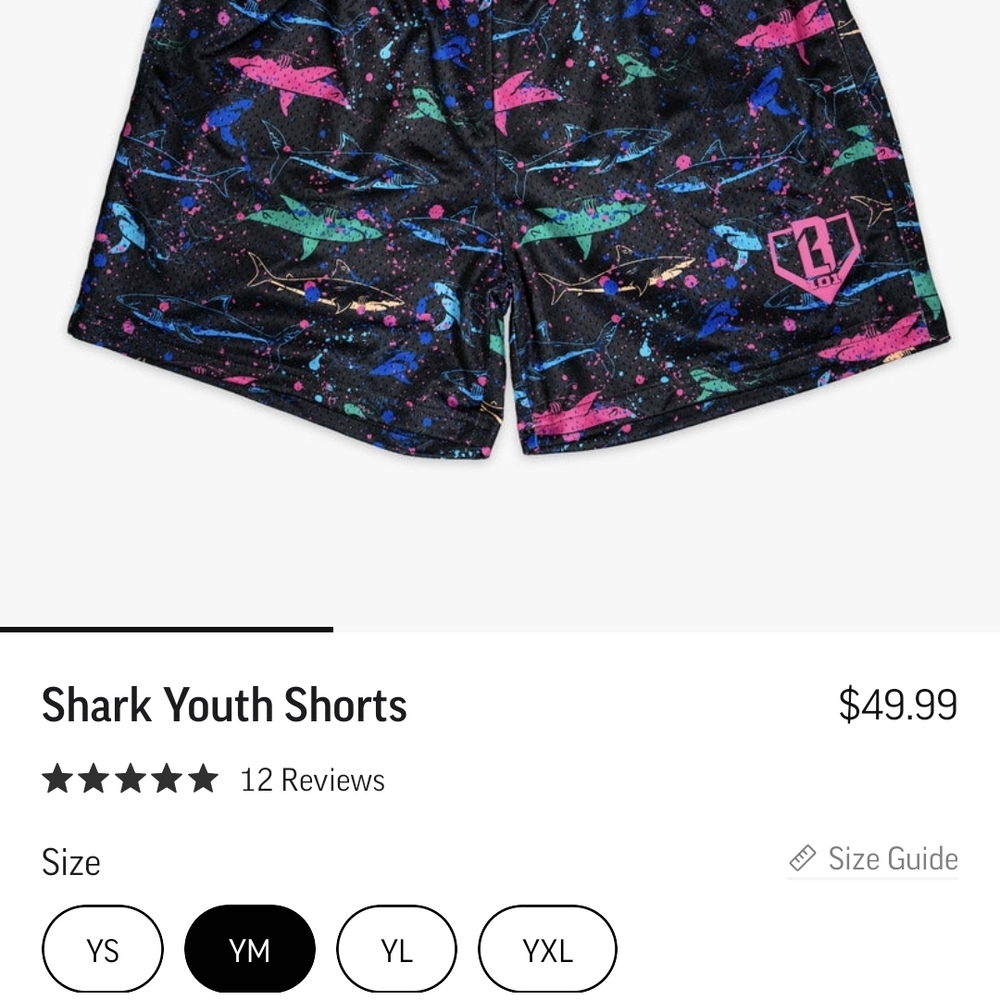 Shark Youth Black Shorts